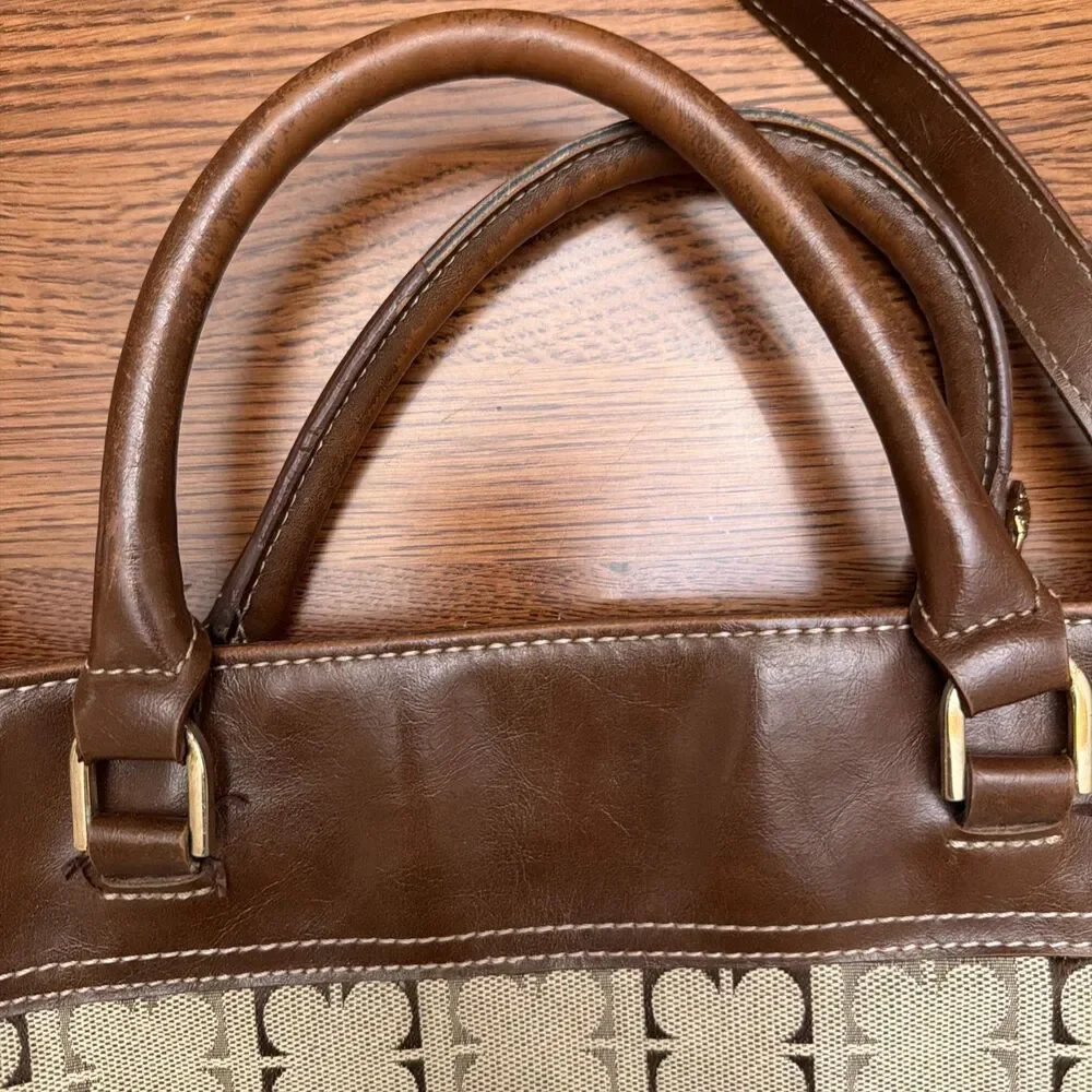 Liz Clairborne Handbag Brown/Tan Zip Closure w/ Zip Pockets & Dividers GUC